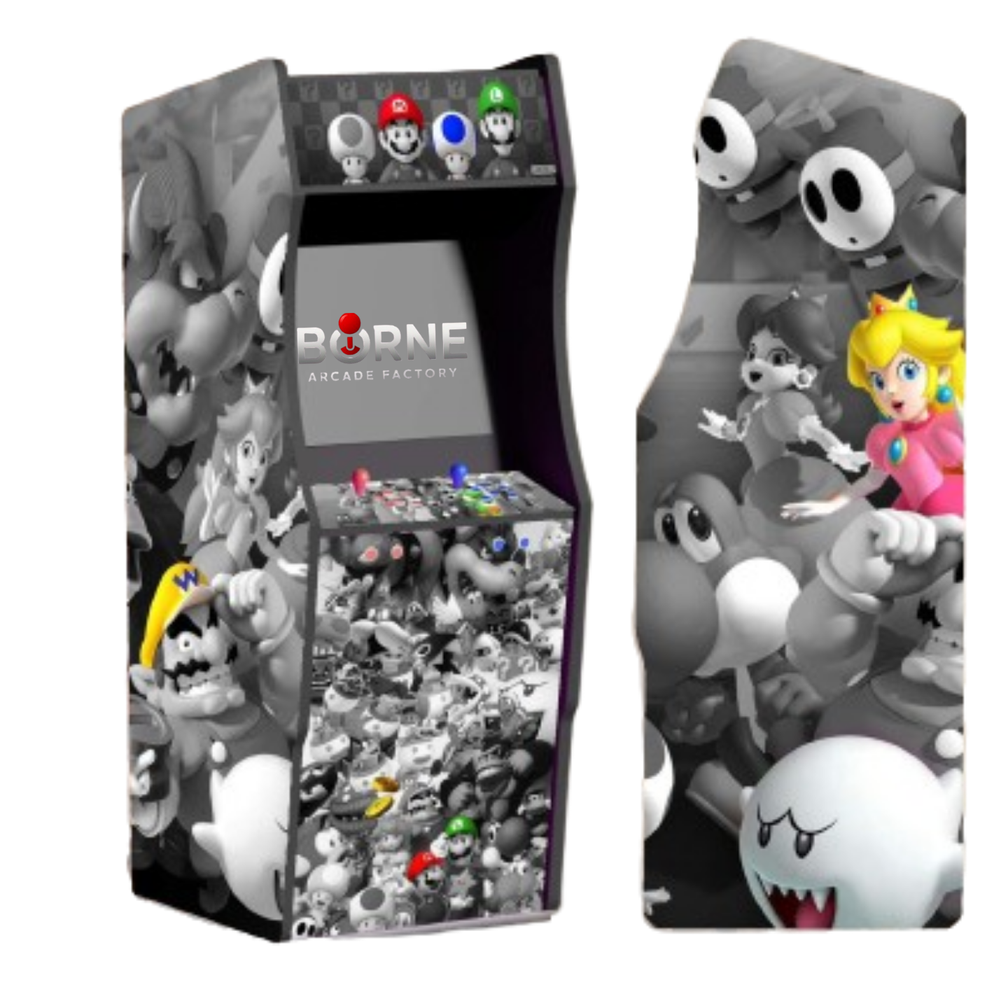 Borne Arcade Mario Black & White Edition – 10 000 Jeux Rétro Inclus